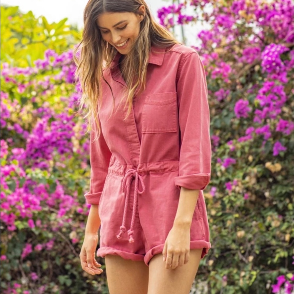 Outerknown Wander Romper, Mineral Red, Size L